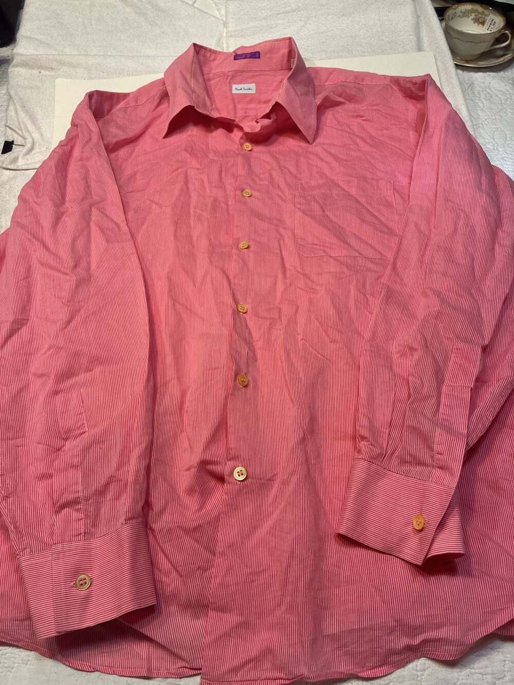 Paul Smith Mens Pink Striped Long Sleeve Button Up Shirt Size XL